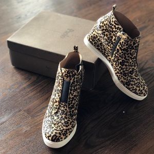 Leopard print wedge sneakers